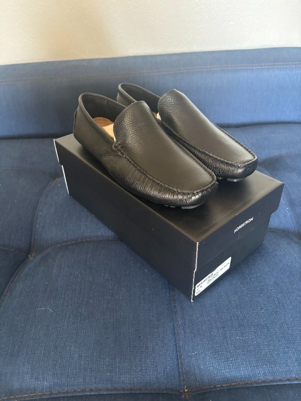 NWT Nordstrom Bend Black Leather Driving Shoe, Sz 10